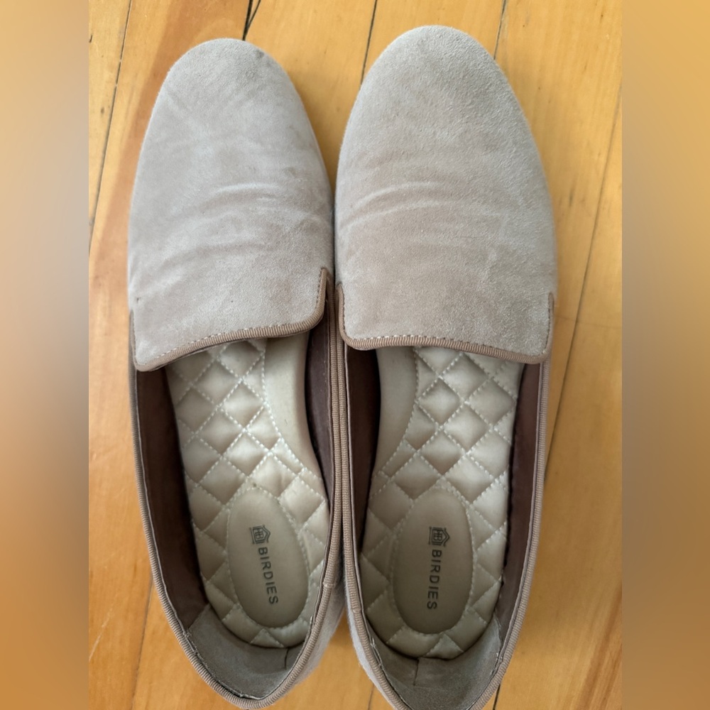 Birdies Beige Suede Slip-Ons
